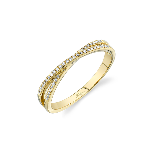 Image title A yellow gold band with two parallel rows of small sparkling diamonds.