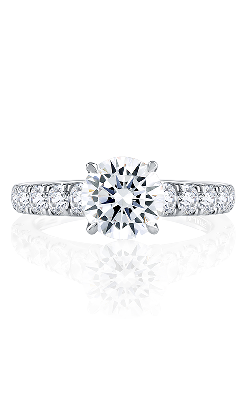 A white gold side stone diamond engagement ring