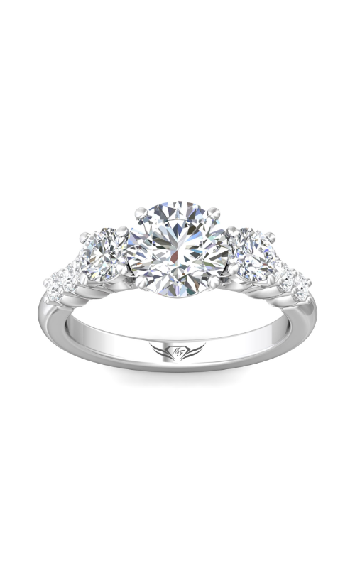 A three stone white gold diamond vintage engagement ring