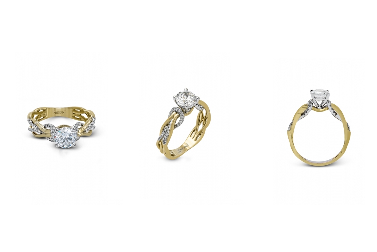 Simon G. two tone engagement ring