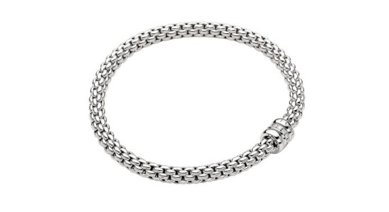 a silver toned chain bracelet by Fope